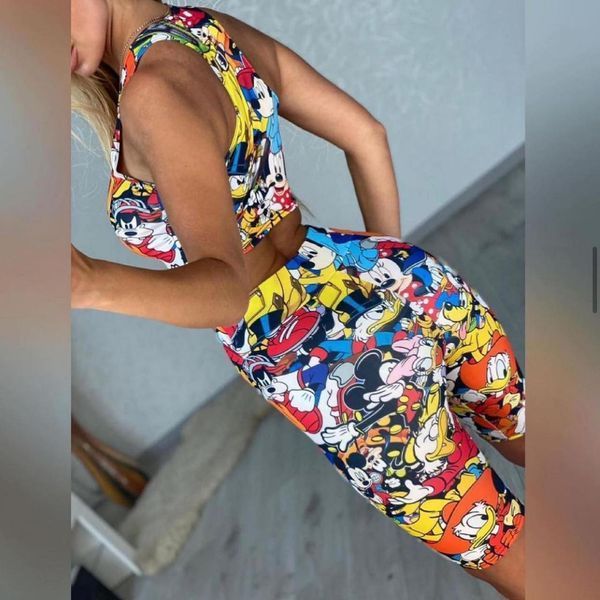 Жіночий топ майка для спорту та танців мікродайвінг принт мультгерої 1816253 фото
