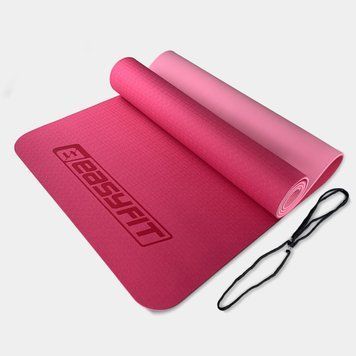 Килимок для йоги та фітнесу TPE+TC 6мм двошаровий рожевий-св. рожевий EasyFit 2124280 фото