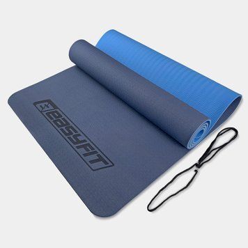 Коврик для йоги и фитнеса TPE+TC 6 мм двухслойный синий-голубой EasyFit 2124243 фото