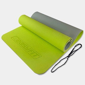 Коврик для йоги и фитнеса TPE+TC 6 мм двухслойный лимонный-серый EasyFit 2124303 фото