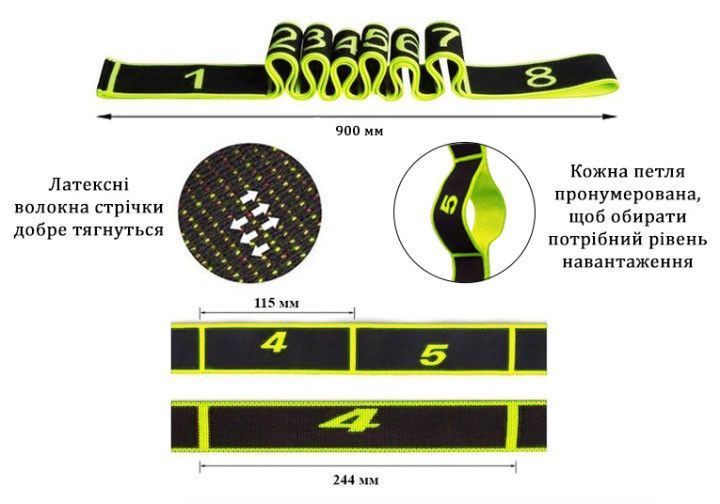 Эспандер ленточный с петлями для тренировок желтый (EASY) EasyFit 2123844 фото