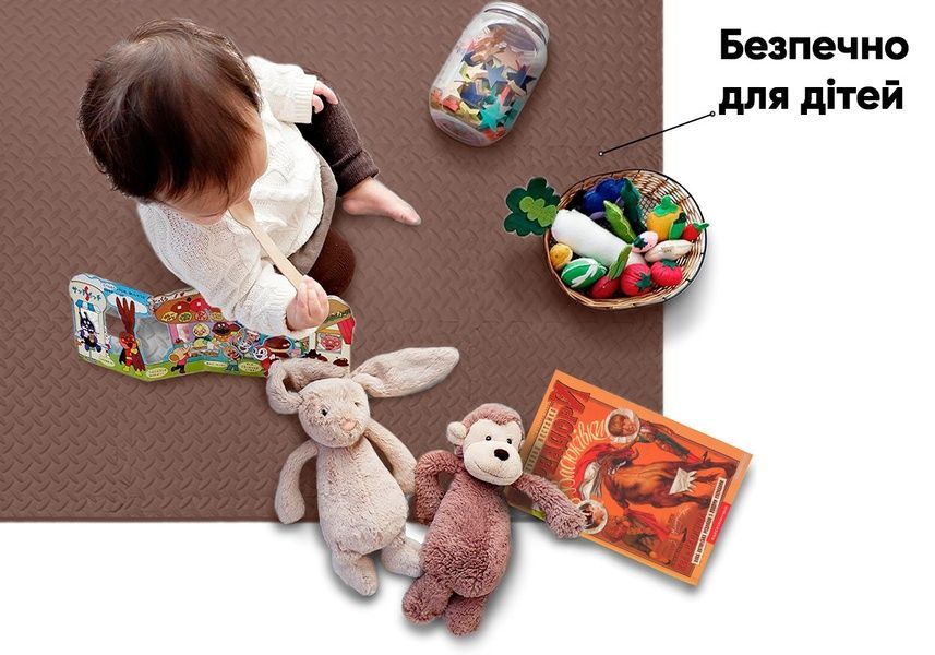 Татами мат 8 шт (30х30х1 см) ласточкин хвост коричневый EasyFit 2124327 фото