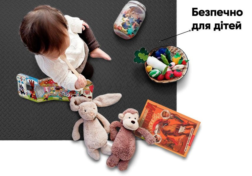Татами мат 8 шт (30х30х1 см) ласточкин хвост черный EasyFit 2124328 фото
