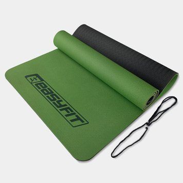 Коврик для йоги и фитнеса TPE+TC 6 мм двухслойный зеленый-черный EasyFit 2124245 фото