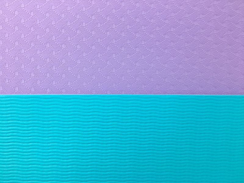 Килимок для йоги та фітнесу TPE+TC 6мм двошаровий фіолетовий-м'ятний EasyFit 2124283 фото