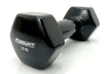 Гантель для фитнеса 3.0 кг с виниловым покрытием черная EasyFit 2123724 фото