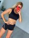 Комплект шорты и топ для Pole Dance из эластичного бифлекса черный с серой полосой L 1815978 фото 1