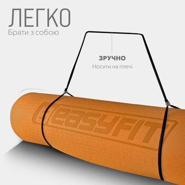 Коврик для йоги и фитнеса TPE+TC 6 мм двухслойный оранжевый-черный EasyFit 2124246 фото