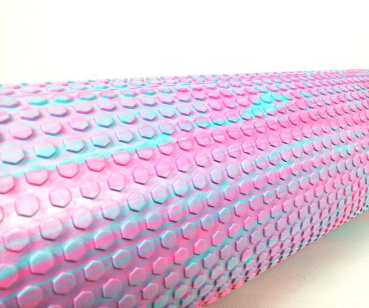 Массажный ролик Foam Roller 45 см двухцветный Розовый-мятный EasyFit 2124066 фото