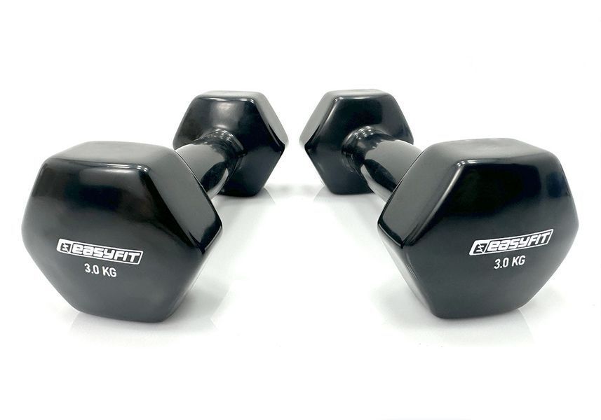 Гантель для фітнесу 3.0 кг із вініловим покриттям чорна EasyFit 2123724 фото