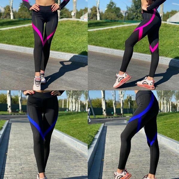 Жіночі лосини для спорту та фітнесу з утяжкою біфлекс колір чорний з синьою смугою L 1816131 фото