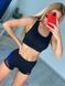 Комплект шорты и топ для Pole Dance из эластичного бифлекса черный с синей полосой XS 1815408 фото 7
