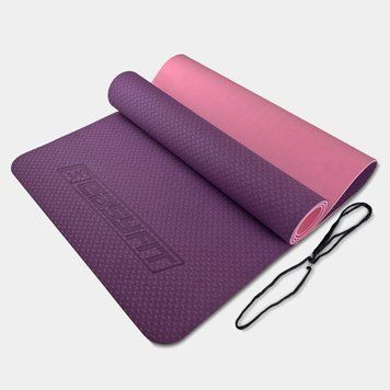 Коврик для йоги и фитнеса TPE+TC 6 мм двухслойный фиолетовый-розовый EasyFit 2124250 фото