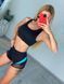 Женские шорты для спорта фитнеса и Pole Dance широкий пояс бифлекс цвет черный с бирюзовой полосой 1817034 фото 3