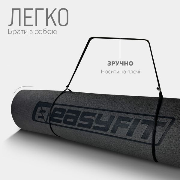 Коврик для йоги и фитнеса TPE+TC 6 мм двухслойный черный-фиолетовый EasyFit 2124251 фото