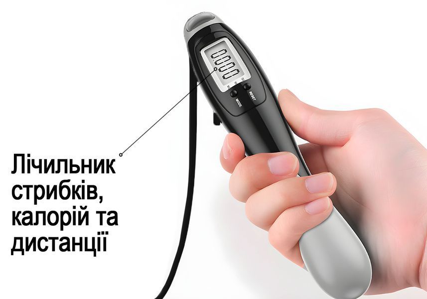 Скоростная скакалка со счетчиком черный-серый EasyFit 2123945 фото