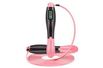 Скоростная скакалка со счетчиком черный-розовый EasyFit 2123946 фото