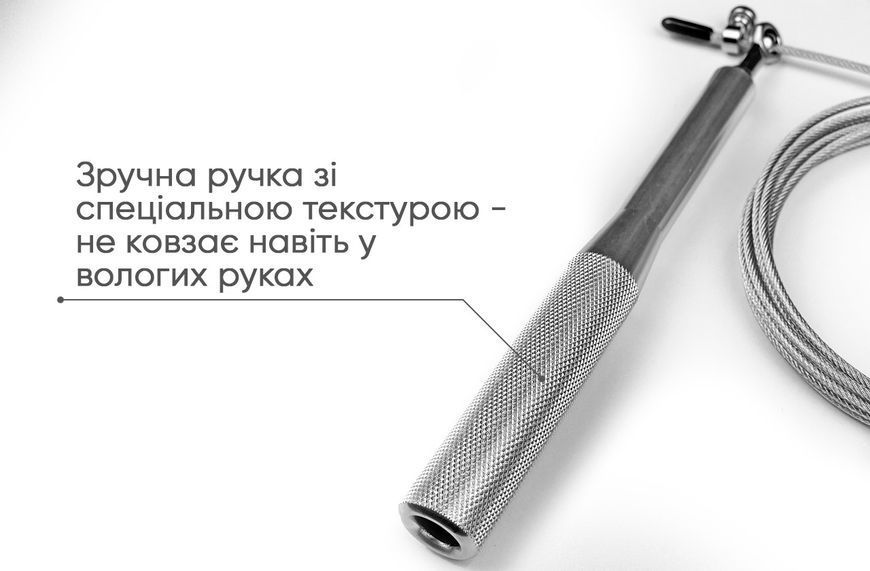 Швидкісна скакалка Aluminium зі сталевим тросом та алюмінієвими ручками сіра EasyFit 2123940 фото