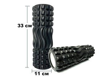Масажний ролик Wavyspines 33 см Чорний EasyFit 2124169 фото