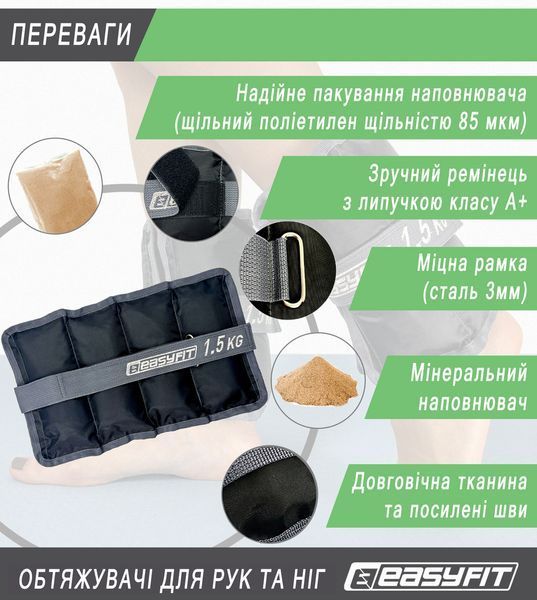Утяжелители для ног и рук 1.5 кг (пара) EasyFit 2123959 фото