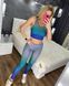 Костюм жіночий лосини та топ майка для спорту та фітнесу з високою посадкою мікродайвінг принт бірюзовий візерунок M 1816166 фото 1
