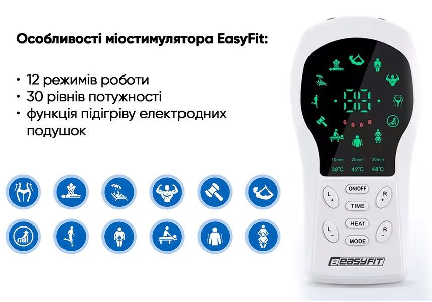 Міостимулятор з підігрівом Pro ActivePulse імпульсний масажер для м'язів + Чохол EasyFit 2124232 фото