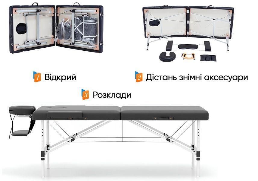 Массажный стол ZenRest-2 кушетка складная Черная в чехле EasyFit 2124687 фото