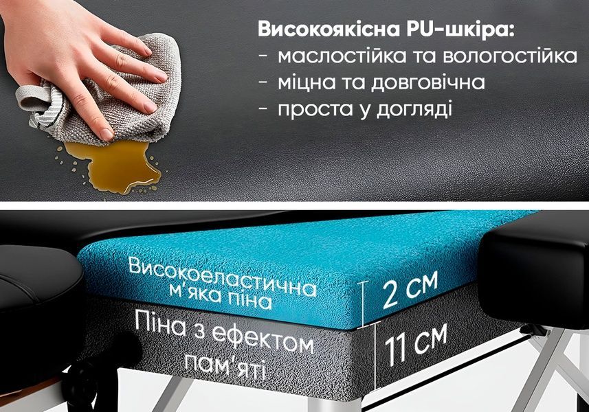 Массажный стол ZenRest-2 кушетка складная Черная в чехле EasyFit 2124687 фото