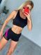 Комплект шорты и топ для Pole Dance из эластичного бифлекса черный с розовой полосой XS 1815853 фото 1