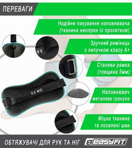 Обтяжувачі Comfort 2 кг для ніг та рук з металом (пара) EasyFit 2124002 фото