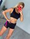 Комплект шорты и топ для Pole Dance из эластичного бифлекса черный с розовой полосой XL 1815856 фото 5
