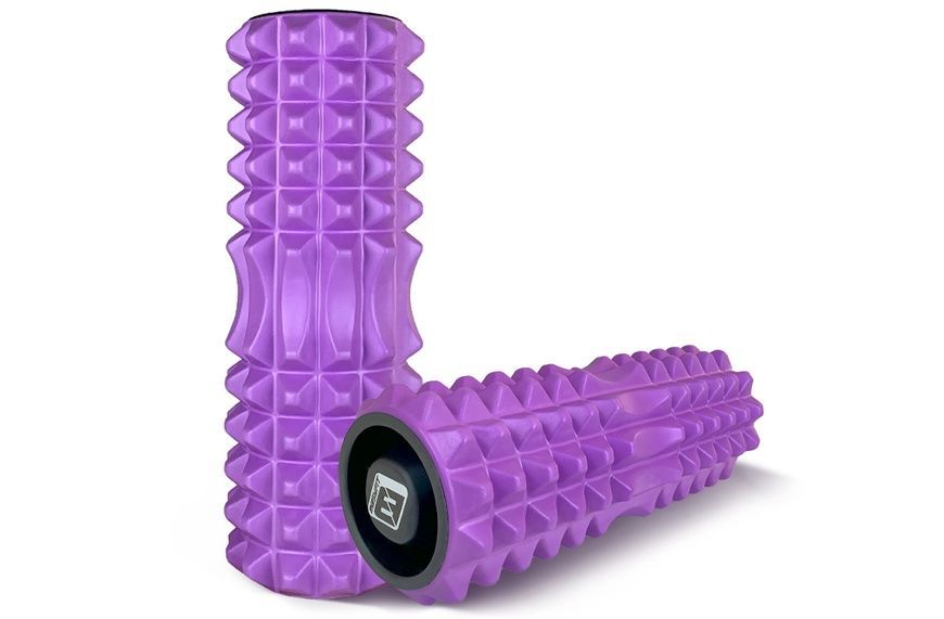 Массажный ролик Grid Roller 33 см v.1.2 с заглушками с двух сторон (фиолетовый) EasyFit 2124214 фото