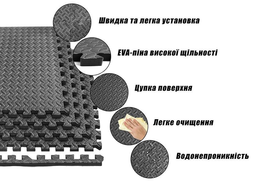 Татамі мат SwallowTail-2 4 шт (60х60х2 см) пазл ластівчин хвіст з бортиком EasyFit 2123931 фото