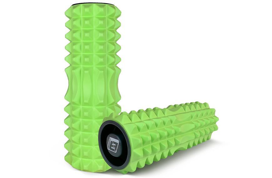 Массажный ролик Grid Roller 33 см v.1.2 с заглушками с двух сторон (салатовый) EasyFit 2124215 фото