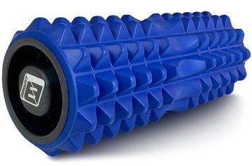 Масажний ролик Grid Roller 33 см v.1.2 із заглушками з обох сторін (синій) EasyFit 2124216 фото