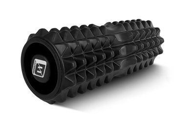 Масажний ролик Grid Roller 33 см v.1.2 із заглушками з обох сторін (чорний) EasyFit 2124217 фото