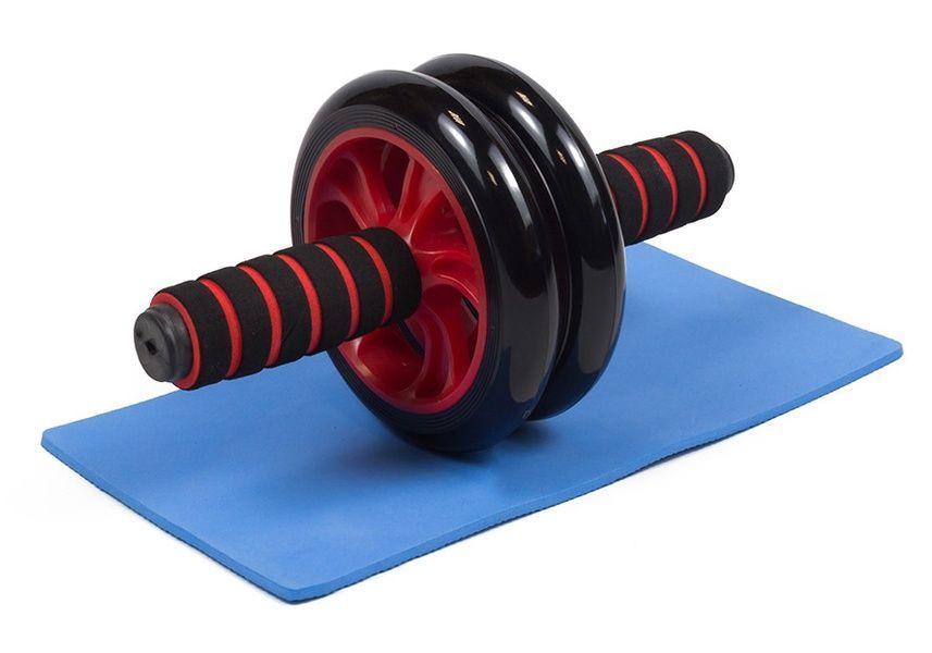 Ролик для пресса двойной с ковриком Красный EasyFit 2124535 фото