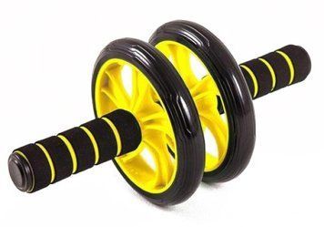 Ролик для пресса двойной с ковриком Желтый EasyFit 2124536 фото