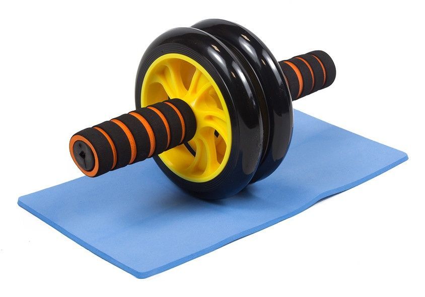 Ролик для пресса двойной с ковриком Желтый EasyFit 2124536 фото