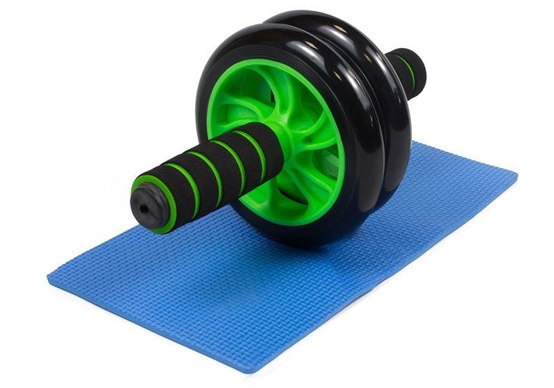 Ролик для пресса двойной с ковриком Зеленый EasyFit 2124537 фото
