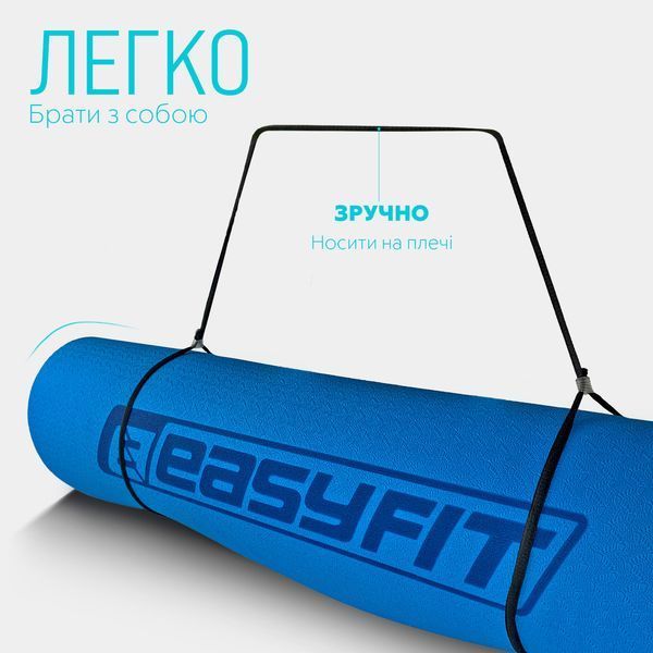 Килимок для йоги та фітнесу TPE+TC 6 мм двошаровий синій-жовтий EasyFit 2124316 фото