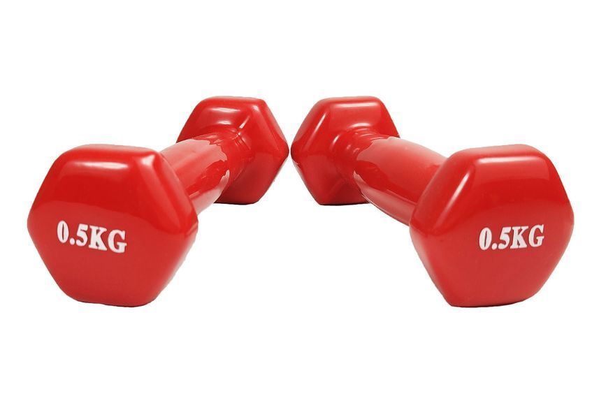 Гантель для фитнеса 0.5 кг с виниловым покрытием красная EasyFit 2123717 фото
