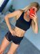 Комплект шорты и топ для Pole Dance из эластичного бифлекса черный с разноцветной полосой 1815521 фото 5