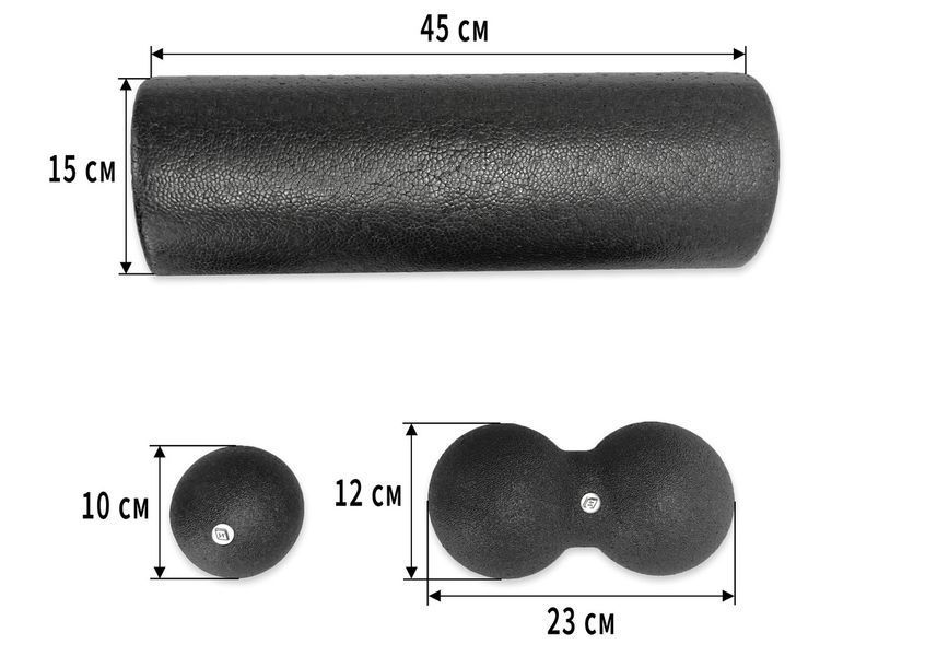 Набір для масажу MioSet-XL (2 м'ячика+ролик) EasyFit 2124206 фото