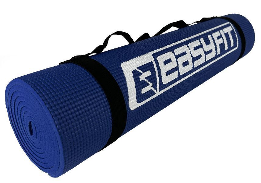 Килимок для йоги та фітнесу ПВХ (PVC) Синій EasyFit 2124273 фото