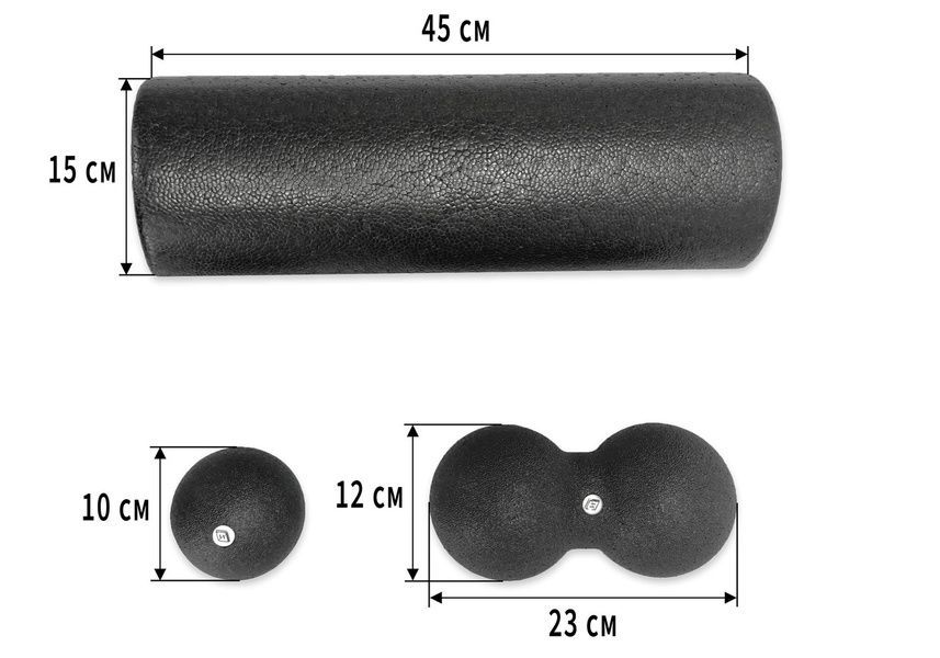 Набір для масажу MioSet-XL (2 м'ячика+ролик) EasyFit 2124206 фото